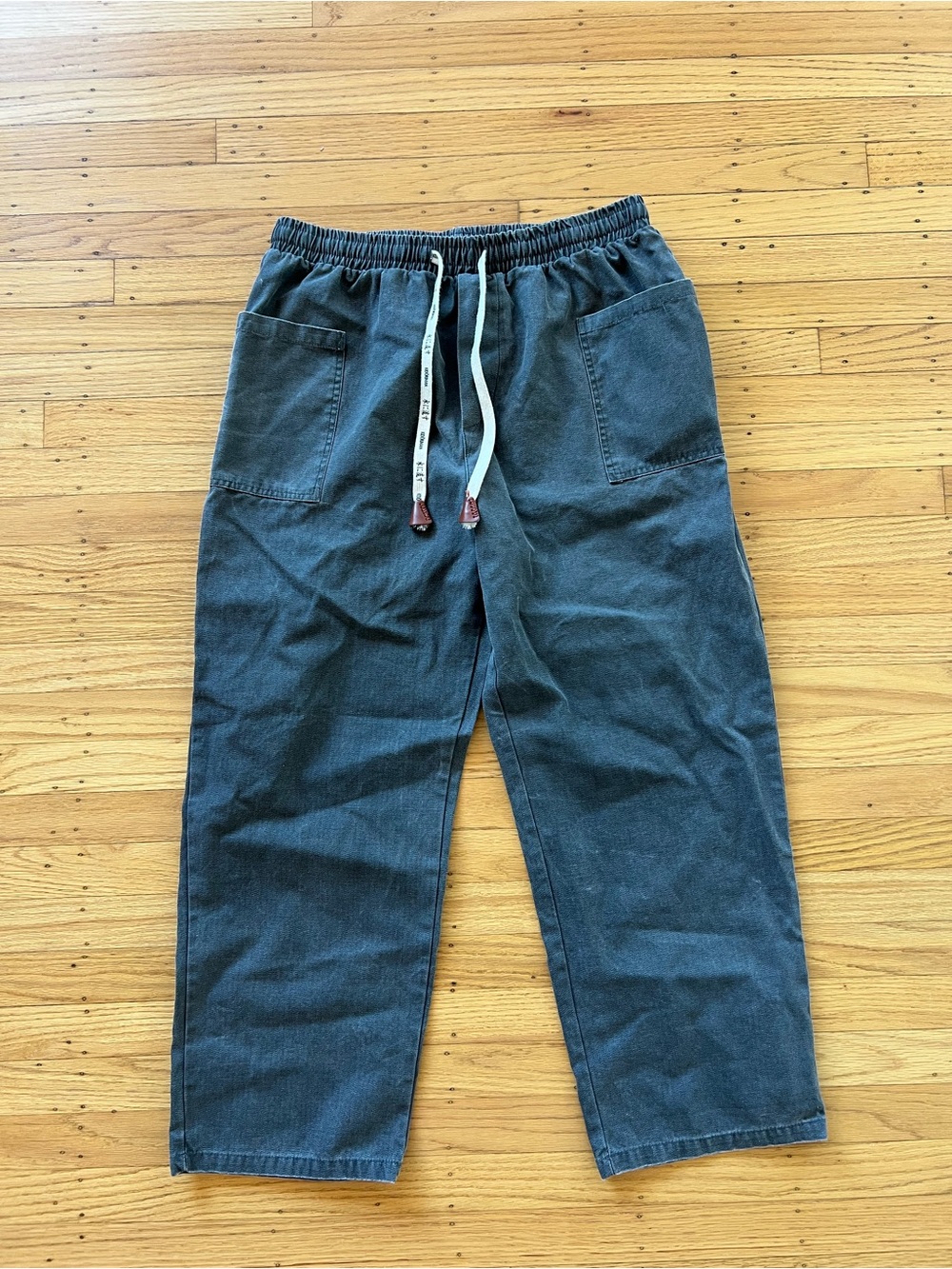 Kidoriman Japanese Pokku Pants Mens Size Large Gray Streetwear Cotton